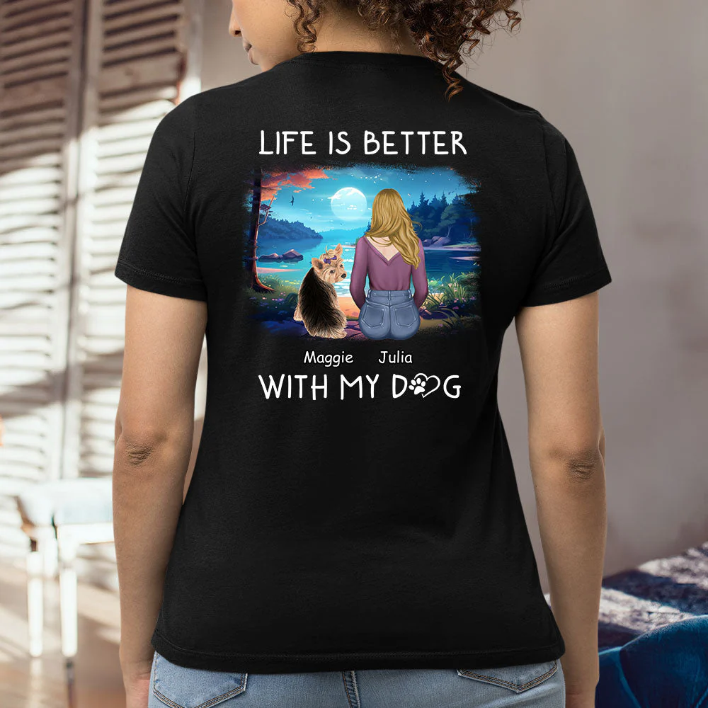 Better With Dogs - Personalized Custom Women's T-shirt - Image 3
