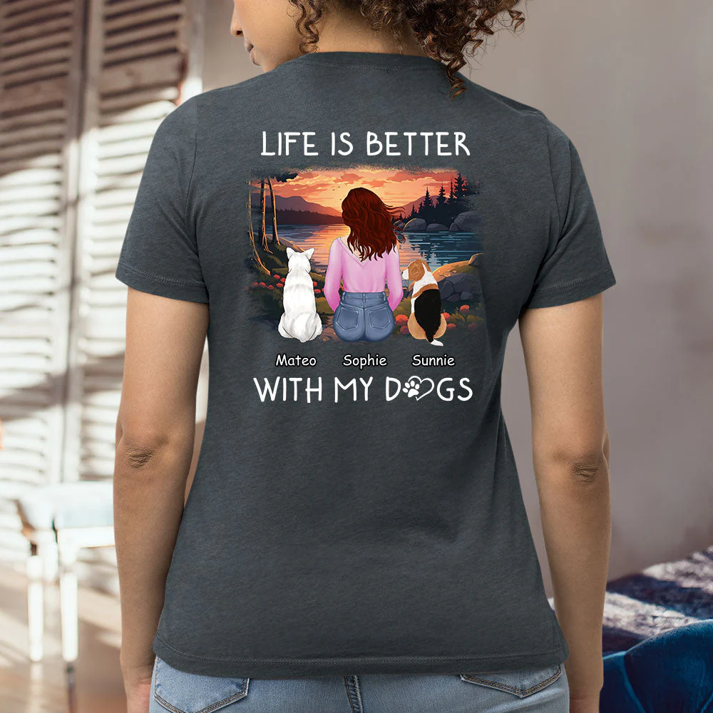 Better With Dogs - Personalized Custom Women's T-shirt - Image 4