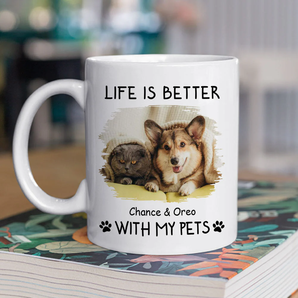 Better With Pets Photo - Personalized Custom Coffee Mug - Image 2