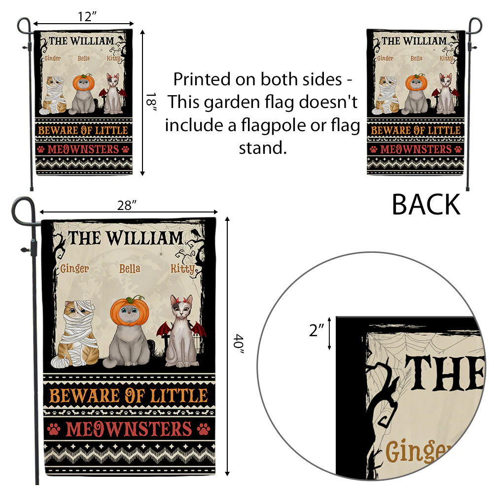 Beware Of Little Meownsters - Personalized Custom Flag - Image 5