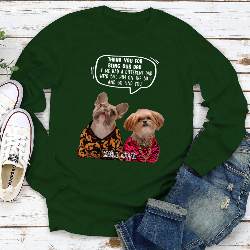Bite For You Dad Photo - Personalized Custom Long Sleeve T-Shirt - Image 2