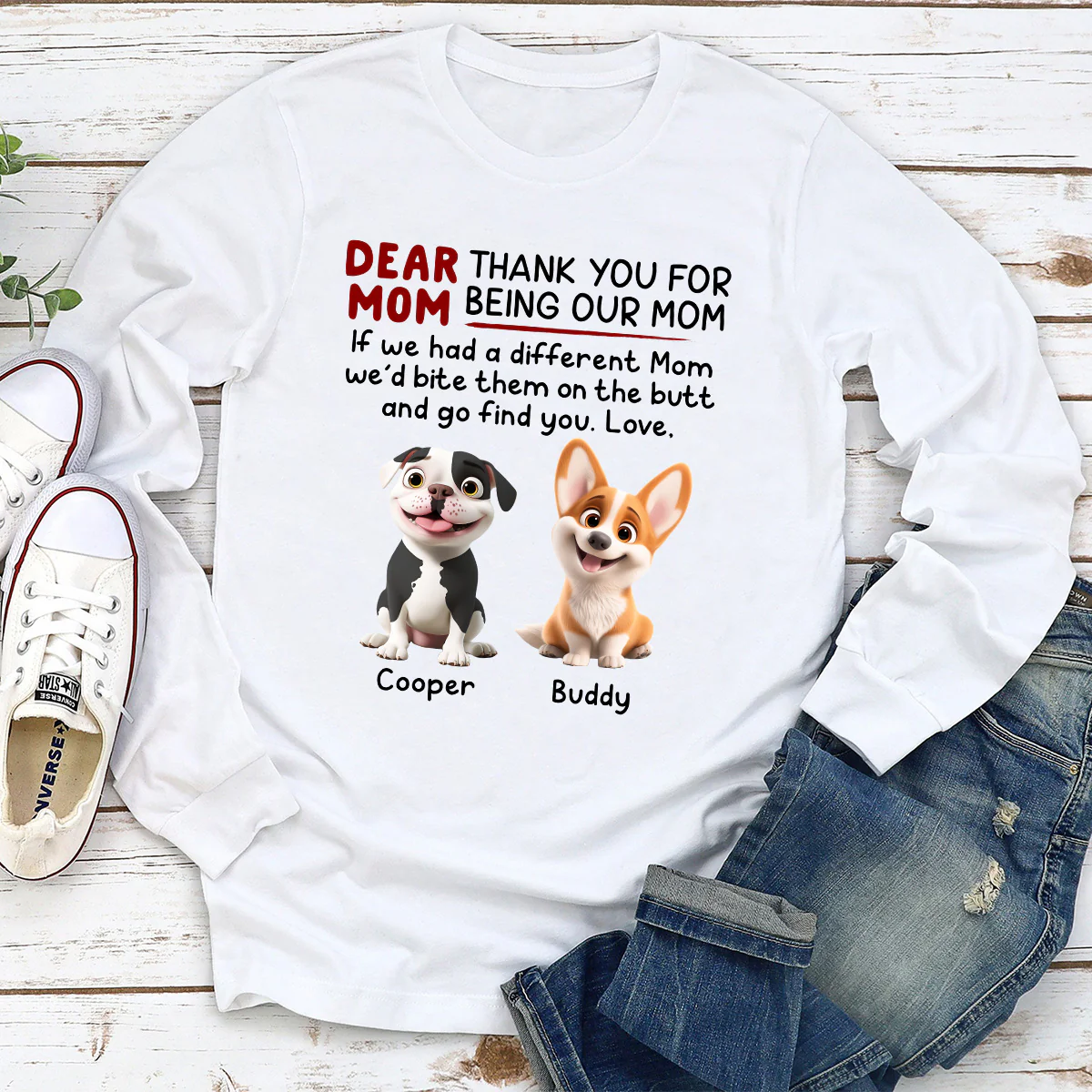 Bite Their Butt Cartoon - Personalized Custom Long Sleeve T-Shirt - Image 2