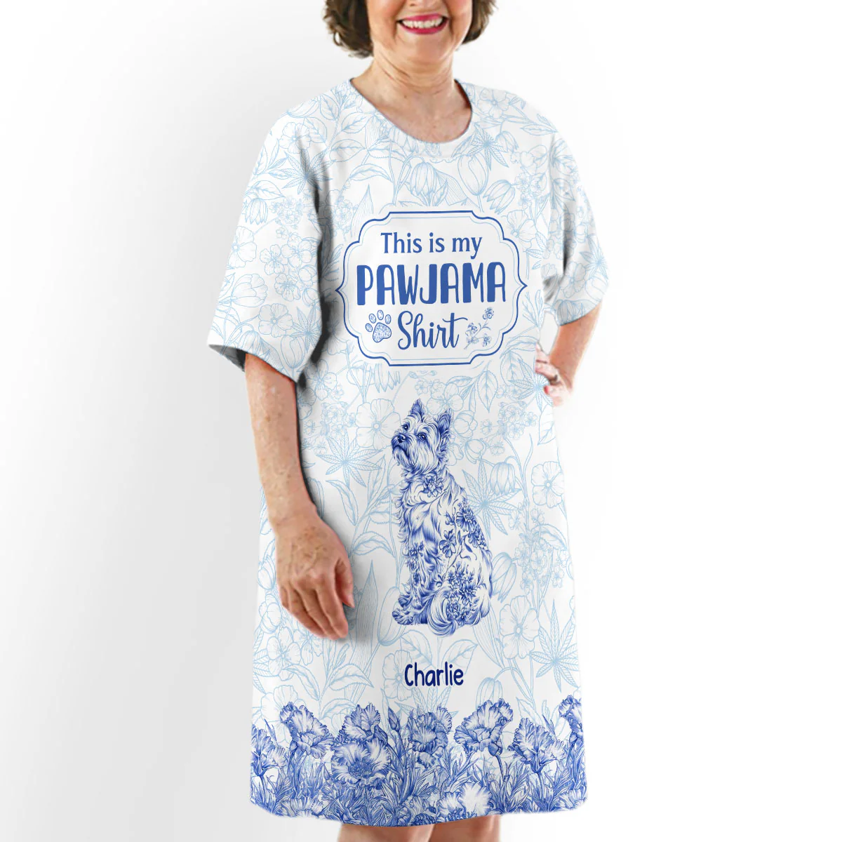 Blue Charming Dog Mom - Personalized Custom 3/4 Sleeve Dress