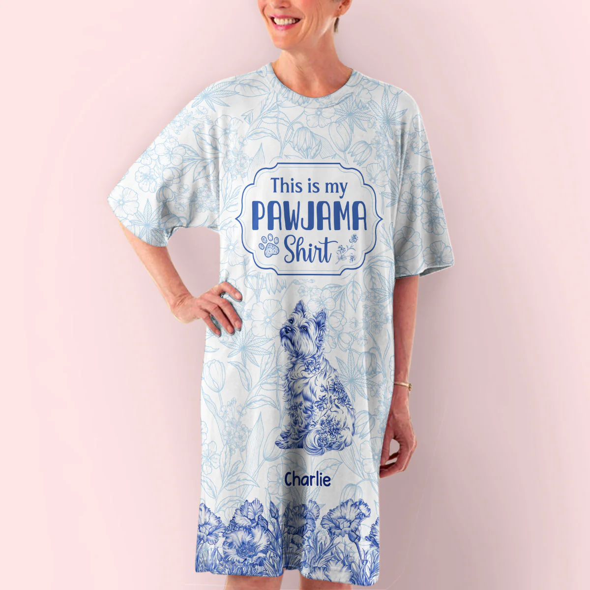 Blue Charming Dog Mom - Personalized Custom 3/4 Sleeve Dress - Image 3