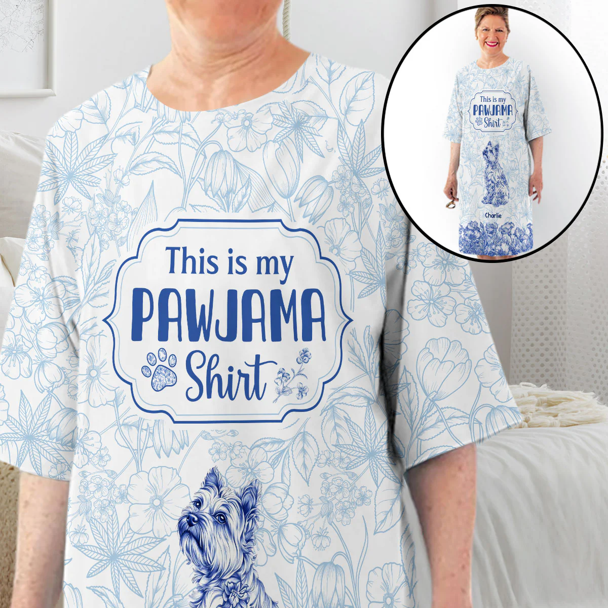 Blue Charming Dog Mom - Personalized Custom 3/4 Sleeve Dress - Image 4