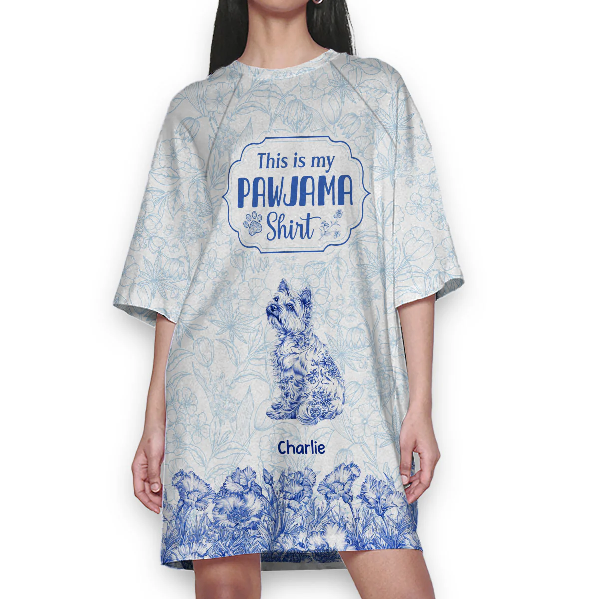Blue Charming Dog Mom - Personalized Custom 3/4 Sleeve Dress - Image 5