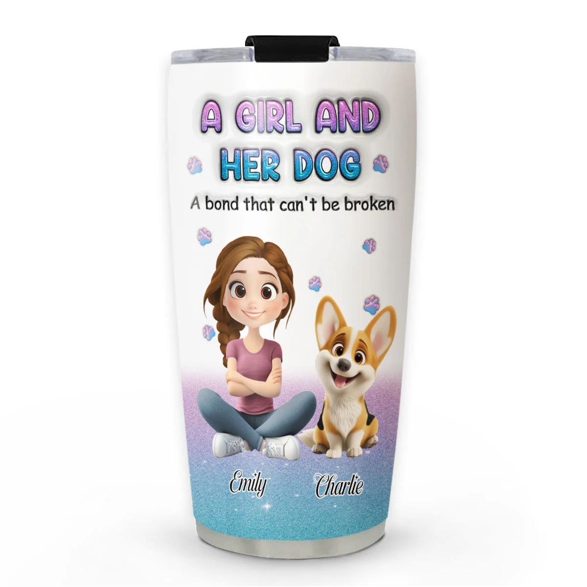 Blue Glitter - Personalized Custom 3D Inflated Tumbler
