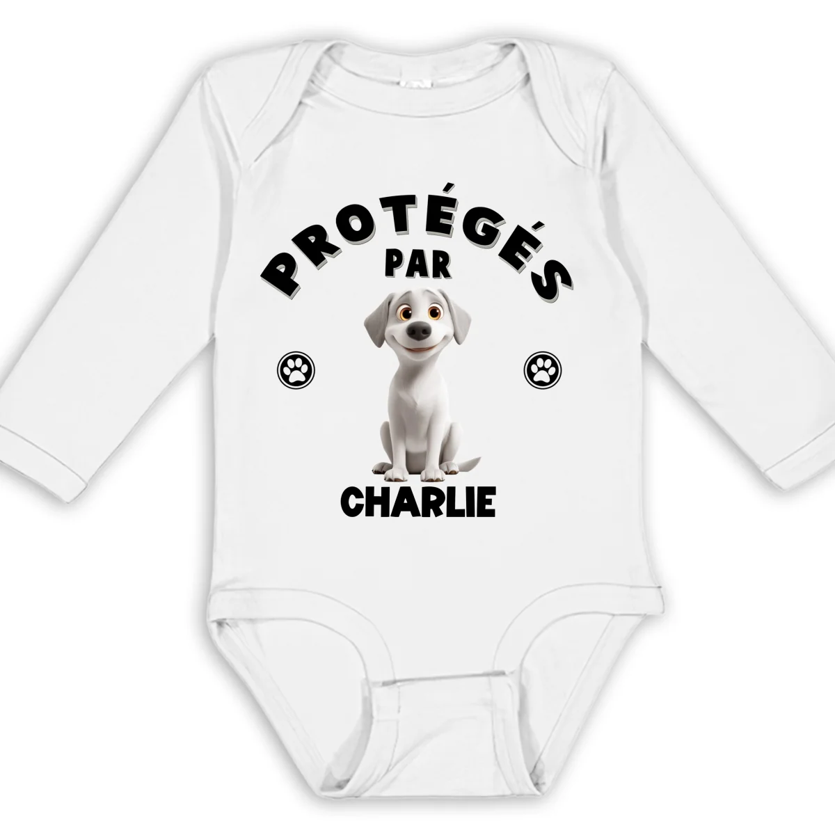 Body Bébé Manches Longues Personnalisé - Humain Protégé par des Chiens - Image 6