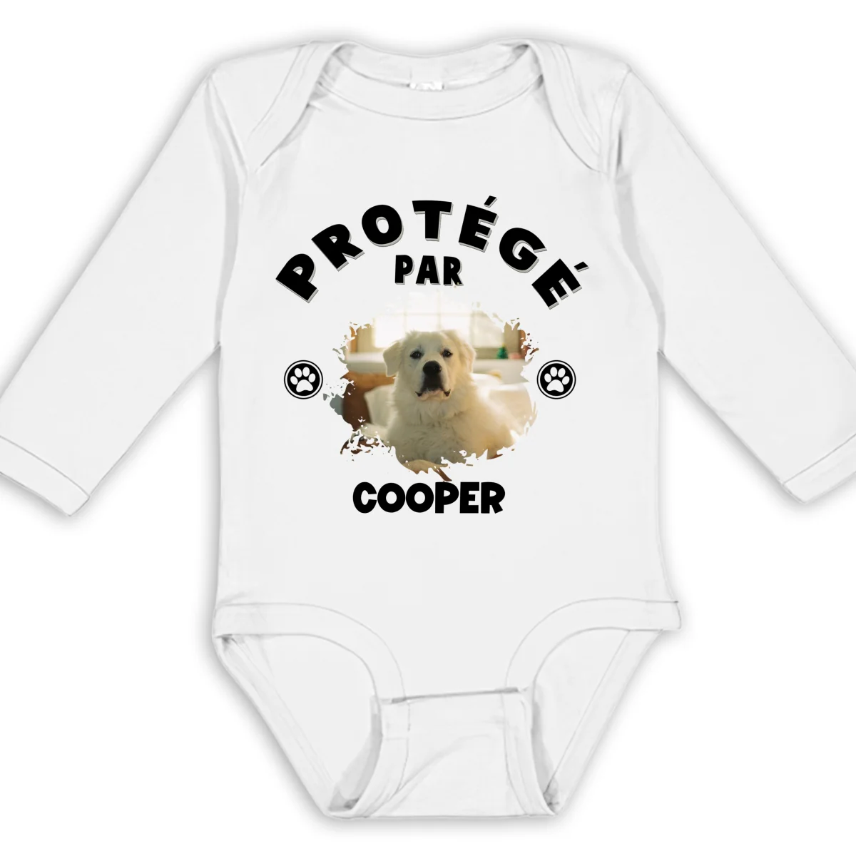 Body Bébé Manches Longues Personnalisé - Humain Protégé par des Chiens Photo - Image 5