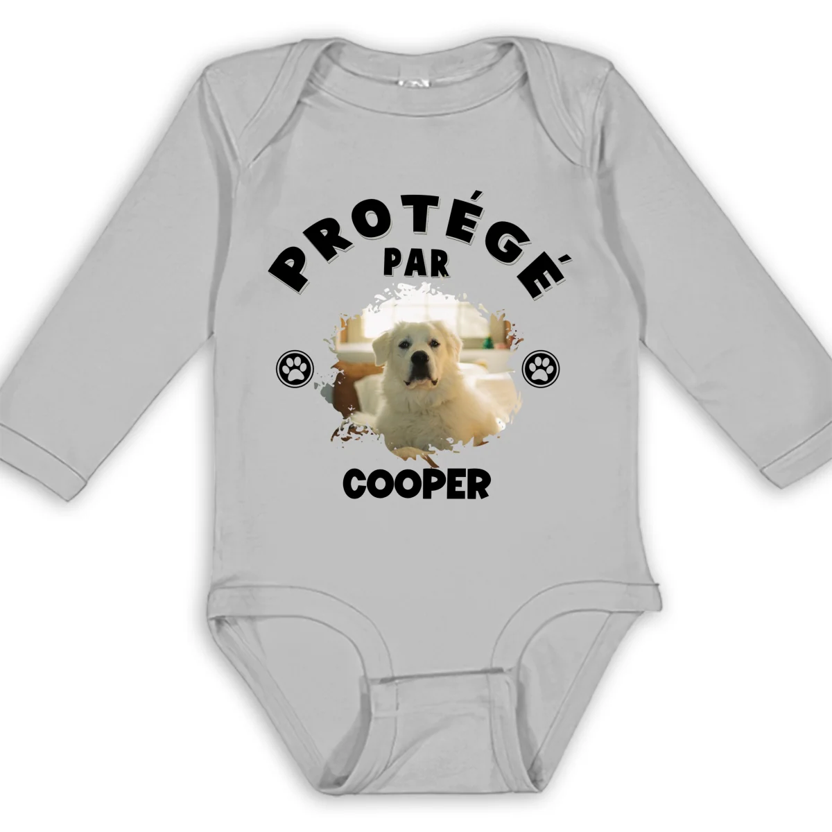 Body Bébé Manches Longues Personnalisé - Humain Protégé par des Chiens Photo - Image 6