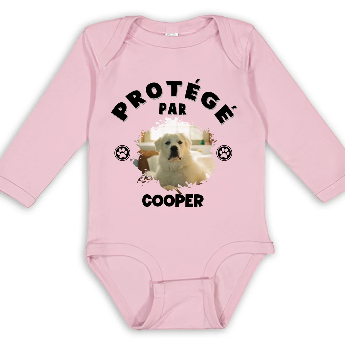 Body Bébé Manches Longues Personnalisé - Humain Protégé par des Chiens Photo - Image 8