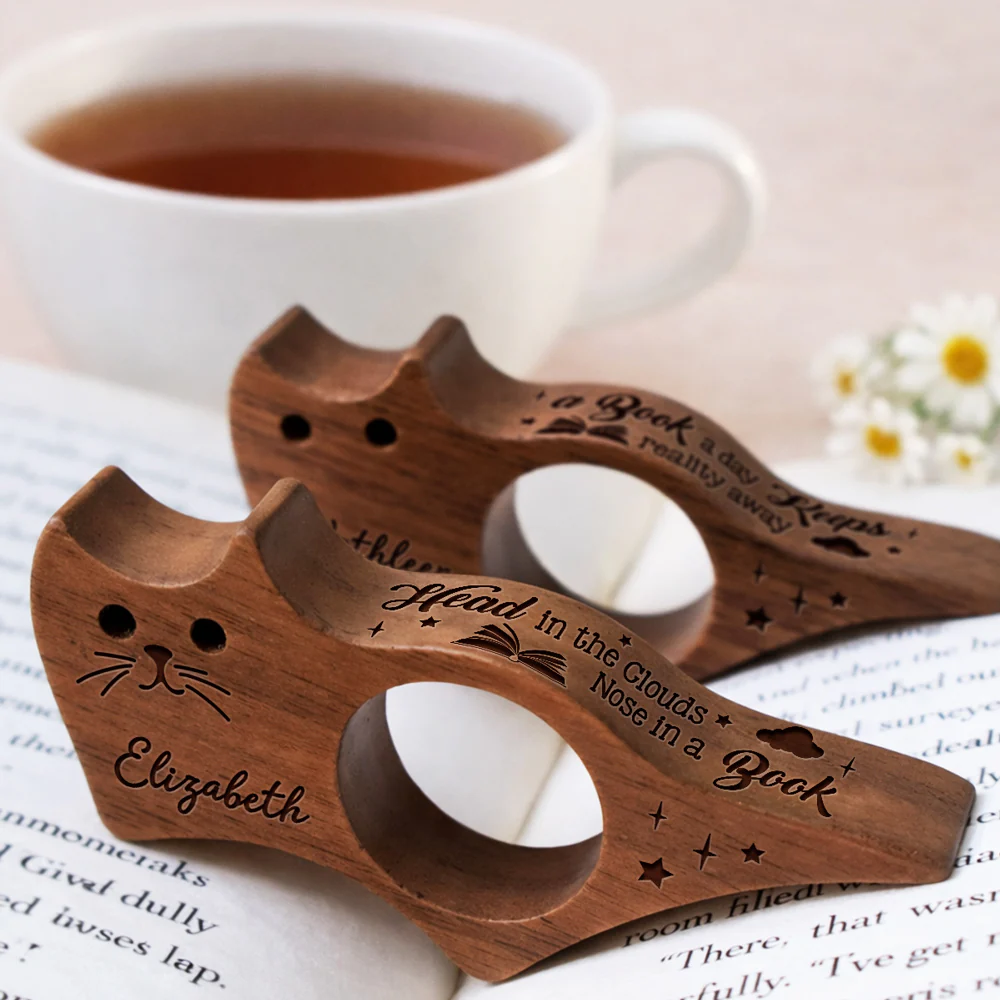 Book Lover - Personalized Custom Cat Book Page Holder - Image 3
