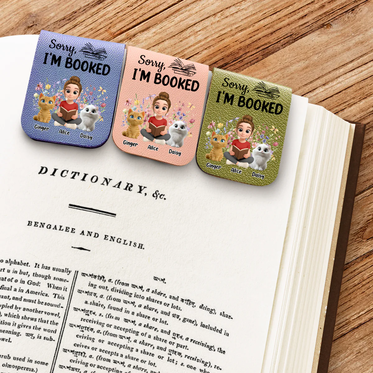 Booked Already By Cat - Personalized Custom Leather Bookmark - Image 3