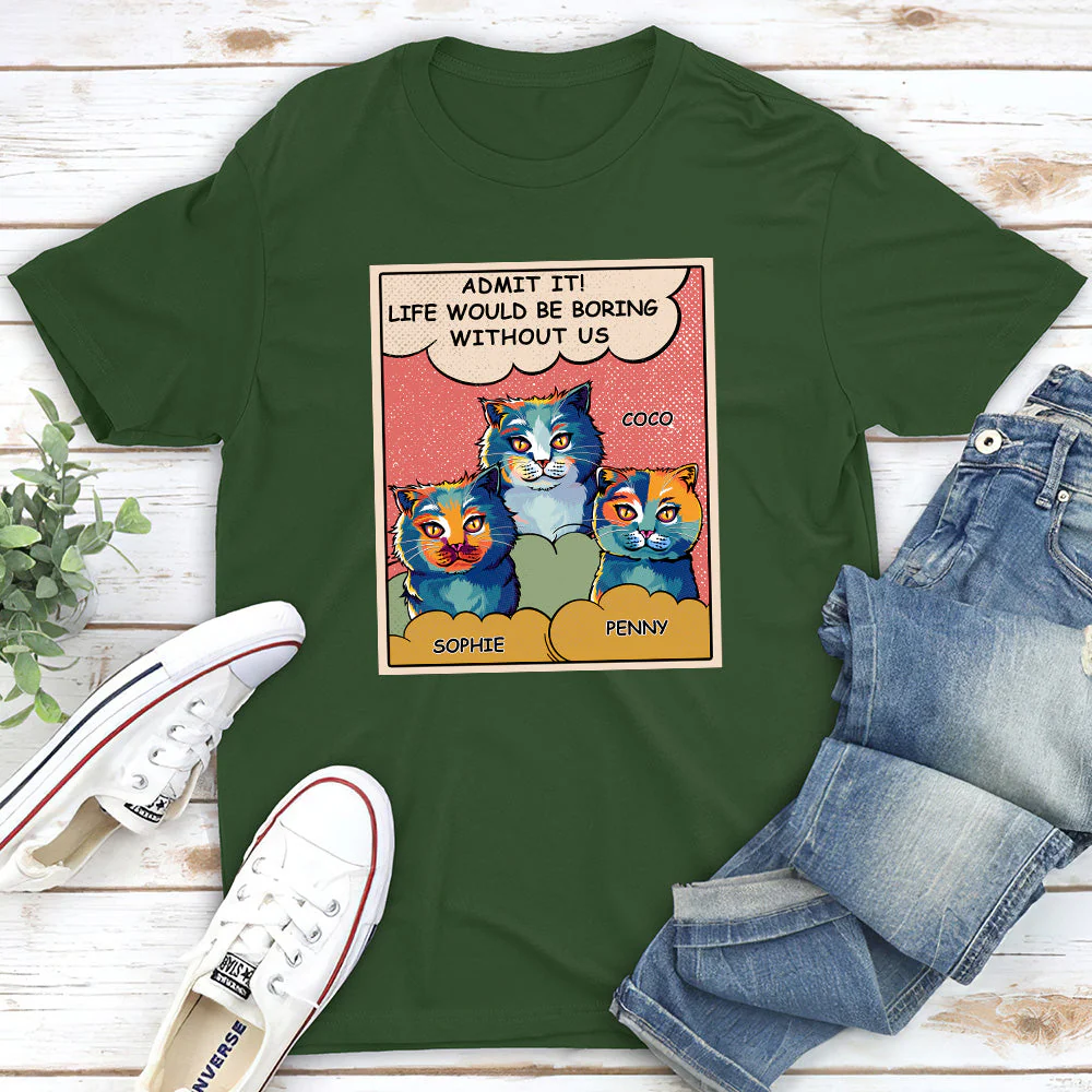 Boring Without Cat - Personalized Custom Premium T-shirt - Image 4