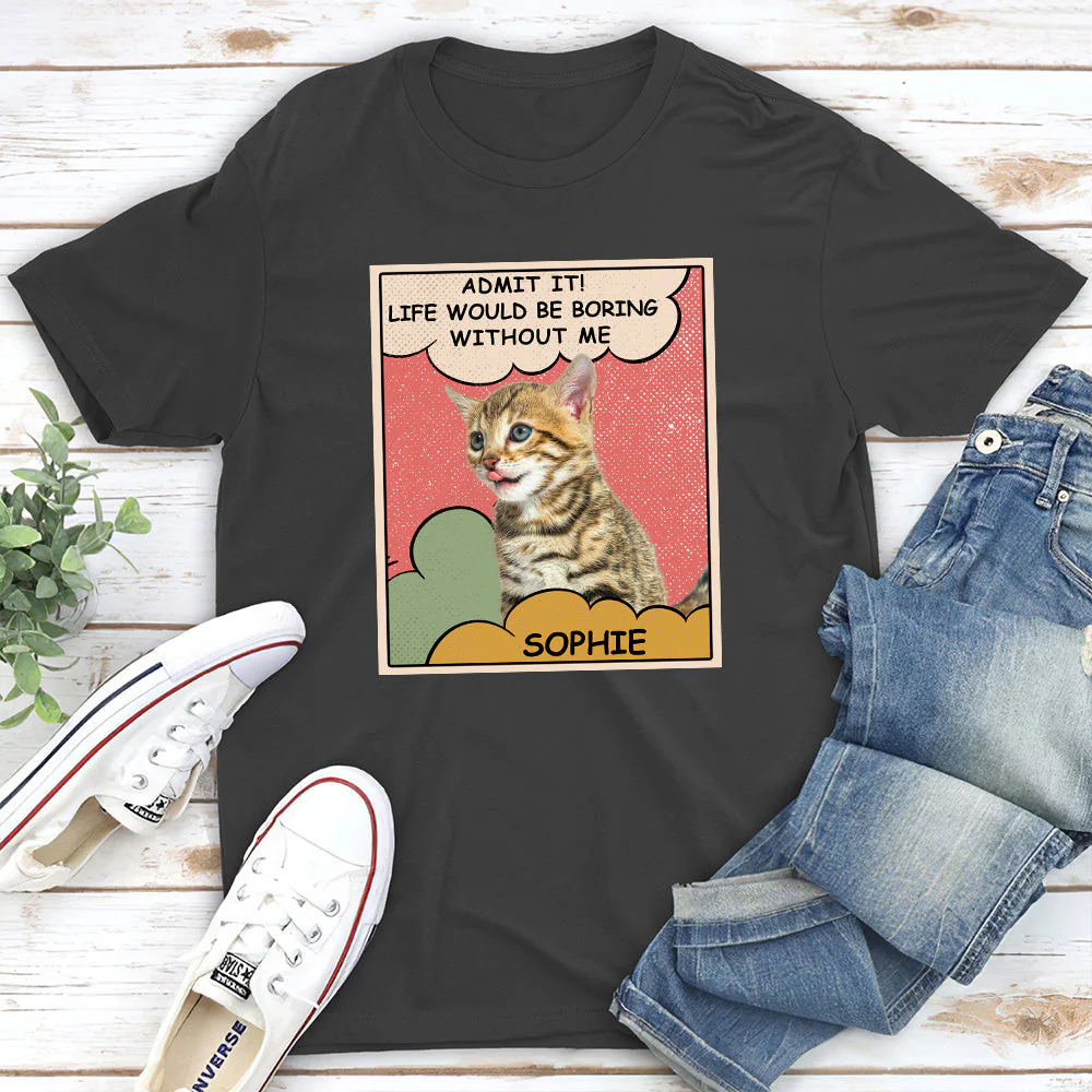 Boring Without Cat - Personalized Custom Unisex T-shirt - Image 2