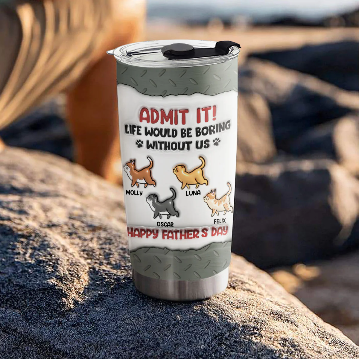 Boring Without Cats - Personalized Custom 3D Inflated Effect Tumbler - Image 4