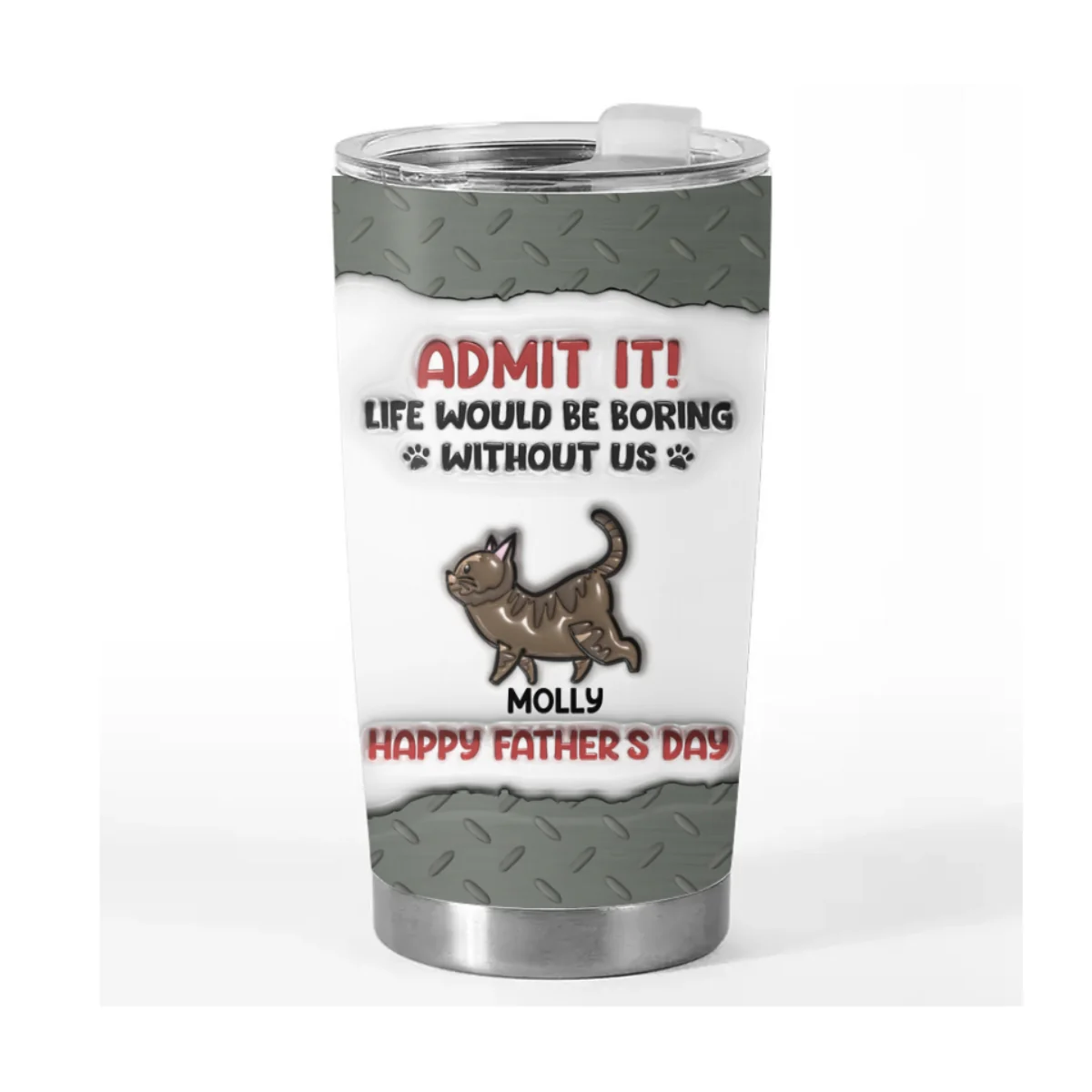 Boring Without Cats - Personalized Custom 3D Inflated Effect Tumbler - Image 5