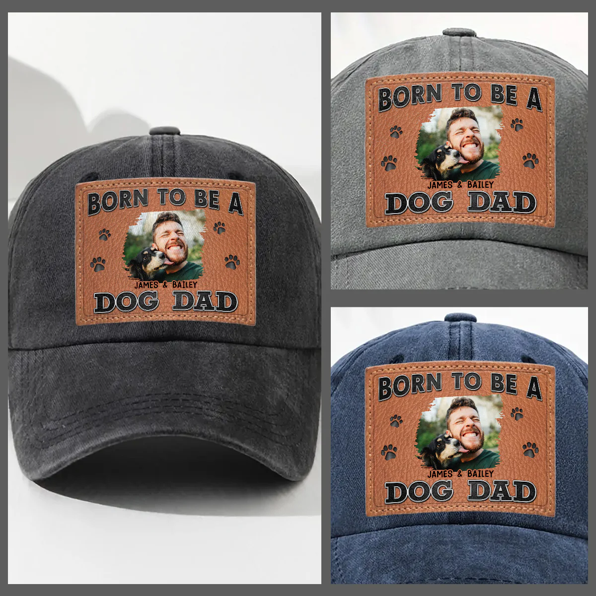 Born To Be Photo - Personalized Custom 3D Effect Vintage Washed Denim Cap - Image 3