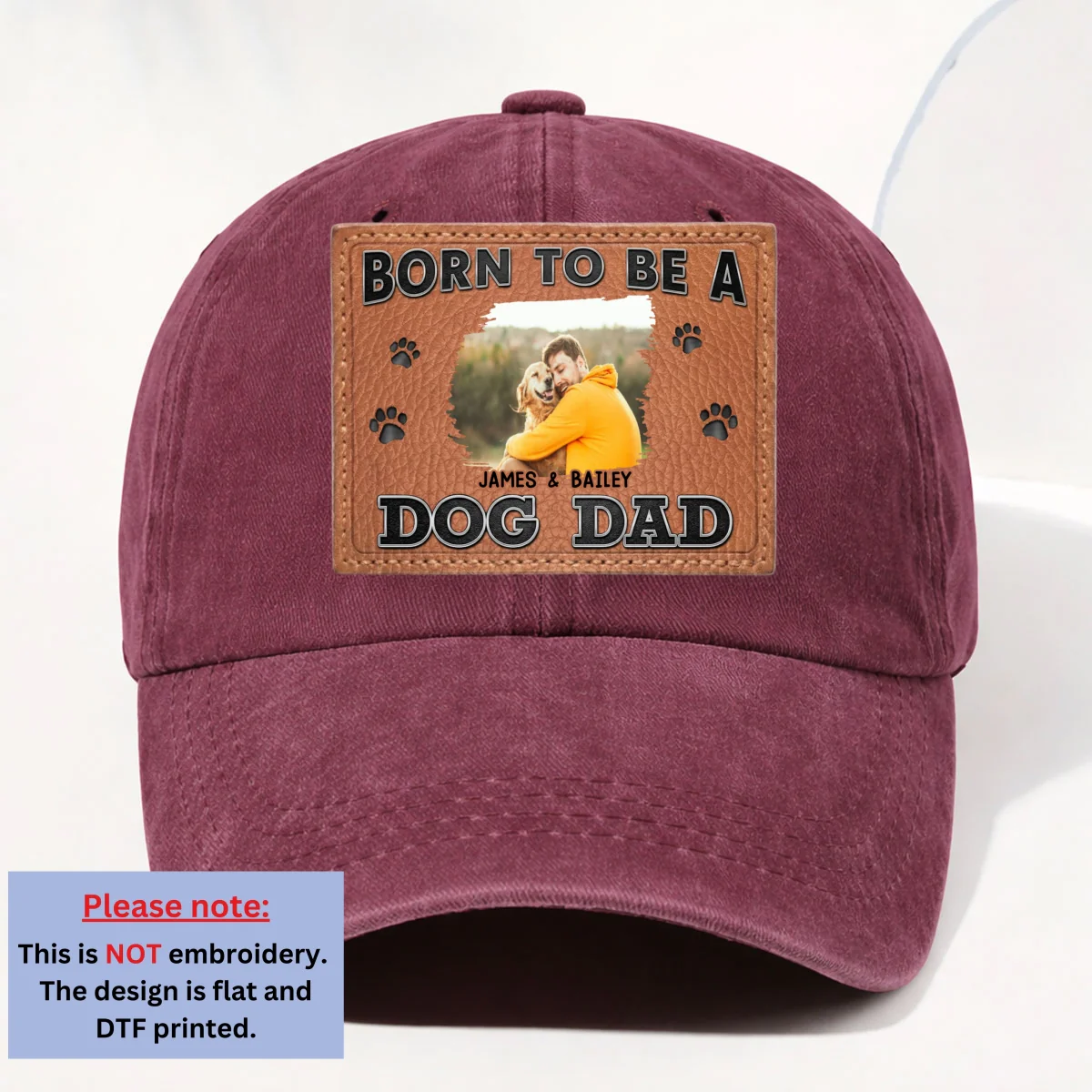 Born To Be Photo - Personalized Custom 3D Effect Vintage Washed Denim Cap - Image 8