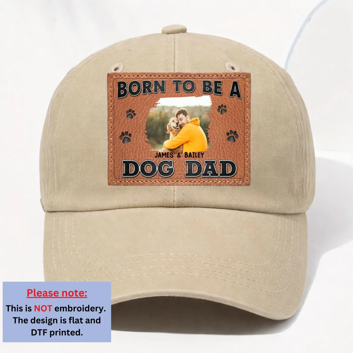 Born To Be Photo - Personalized Custom 3D Effect Vintage Washed Denim Cap - Image 9