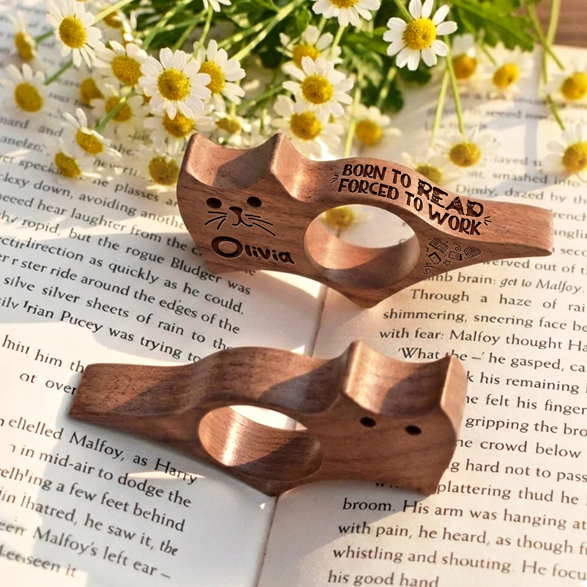 Born To Read Ver 2 - Personalized Custom Cat Book Page Holder - Image 4