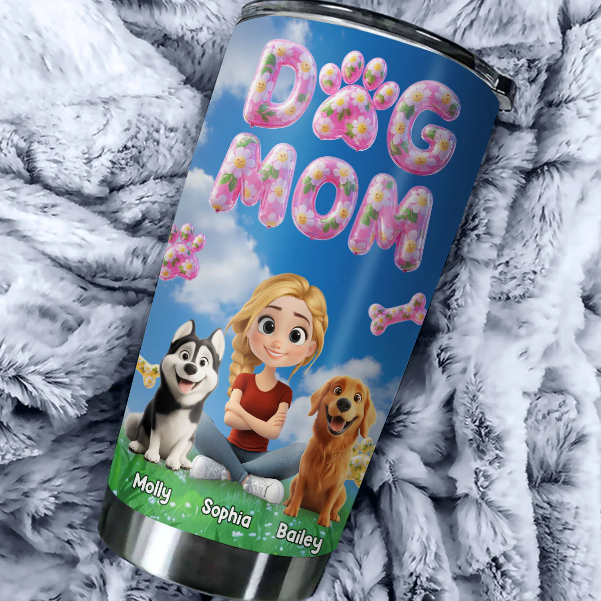 Bubble Chibi Dog Mom - Personalized Custom 3D Effect Tumbler - Image 2