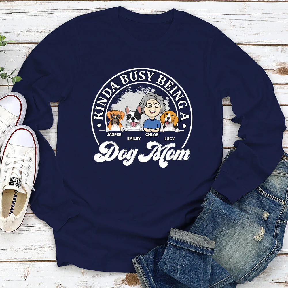 Busy Dog Mom - Personalized Custom Long Sleeve T-shirt - Image 3