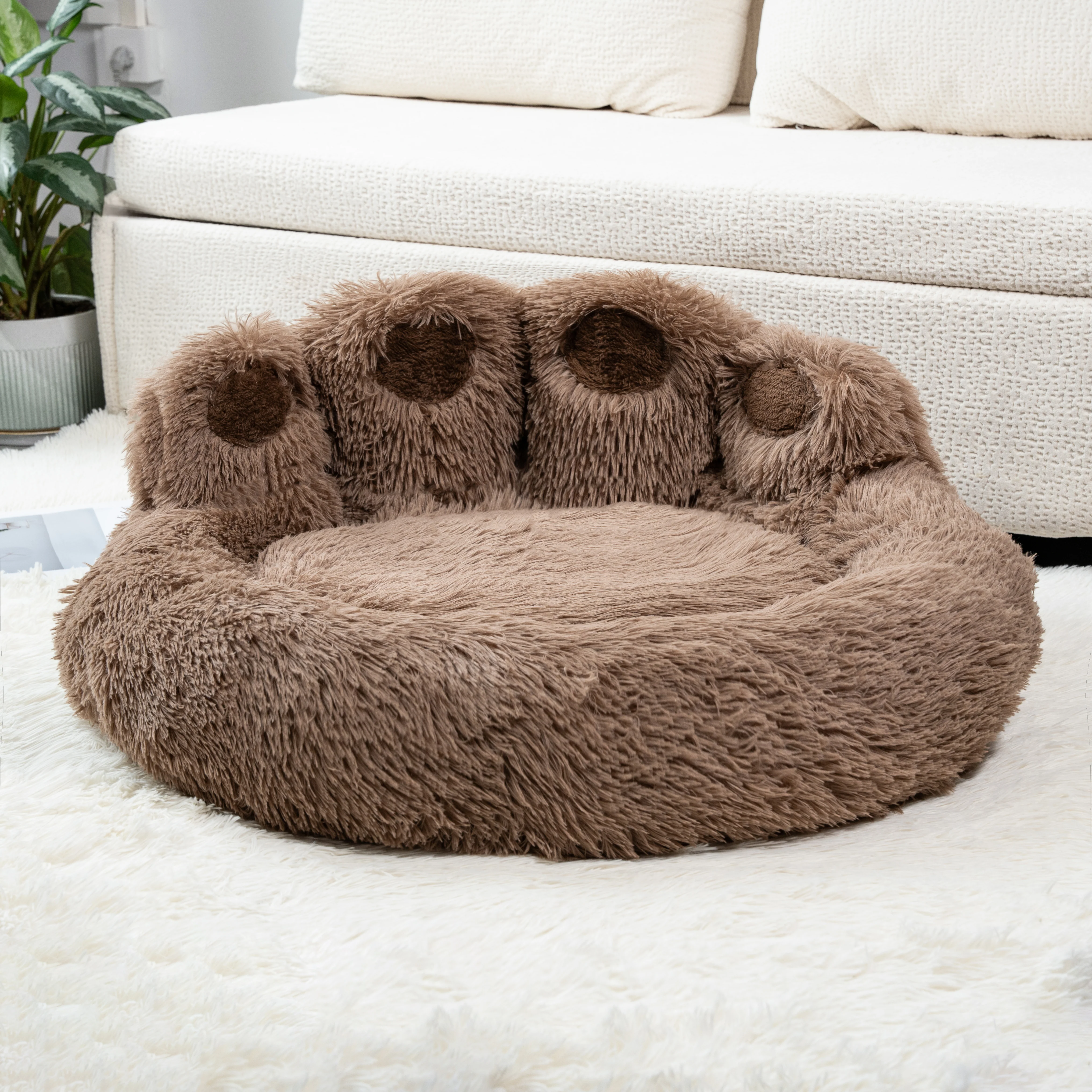 Calming Pet Bed With Paw-Shaped Neck Support - The Softest Spot for Your Best Friend - Image 11