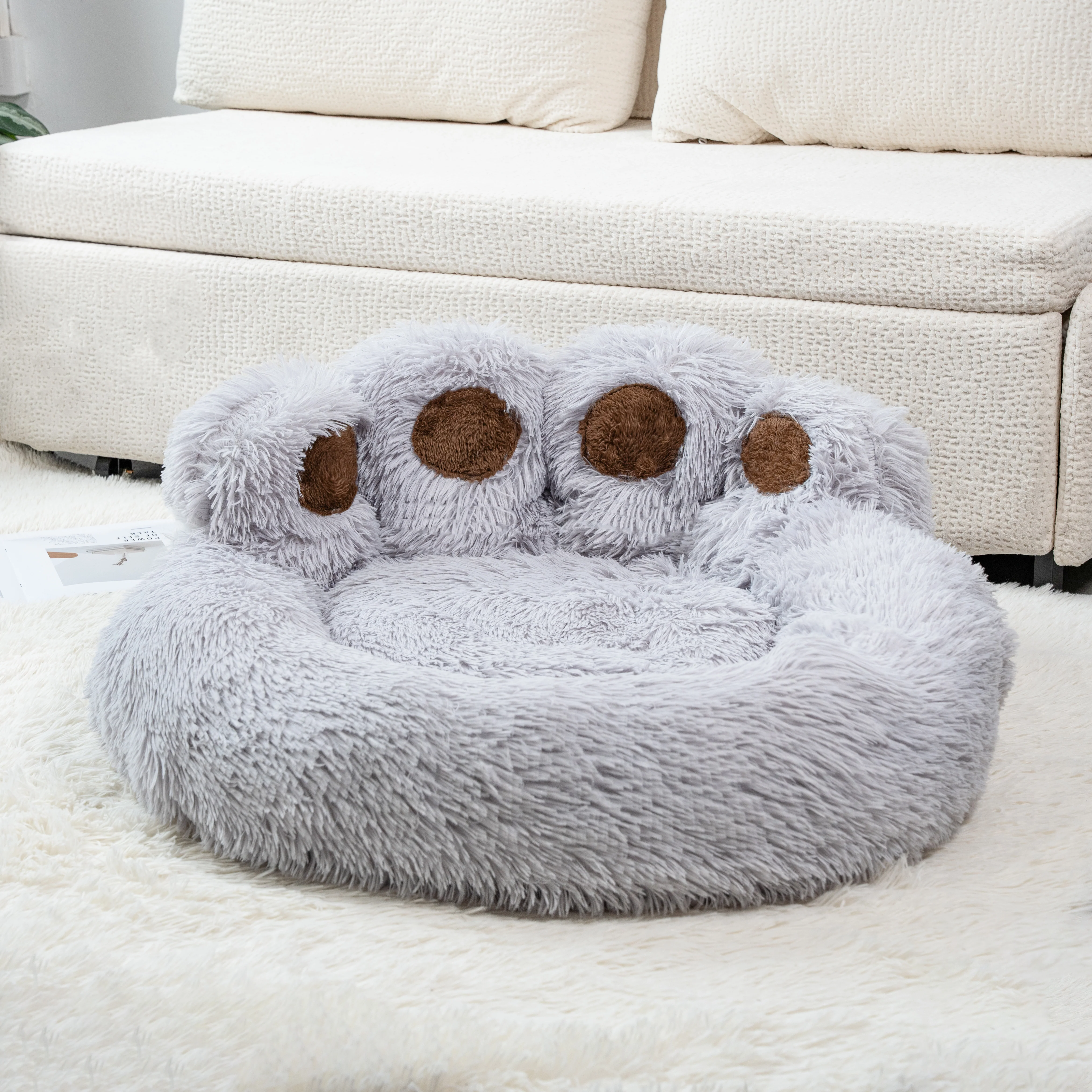 Calming Pet Bed With Paw-Shaped Neck Support - The Softest Spot for Your Best Friend - Image 12
