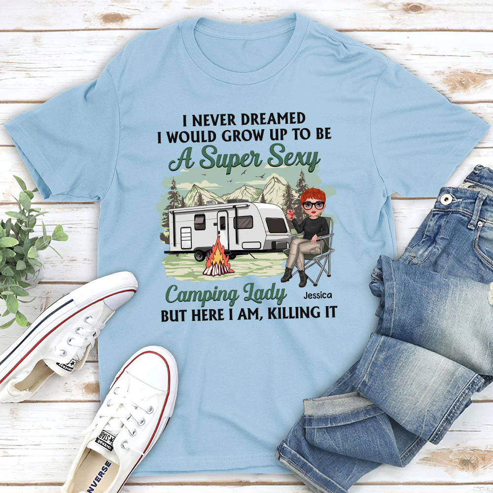Camping Lady - Personalized Custom Unisex T-shirt - Image 4