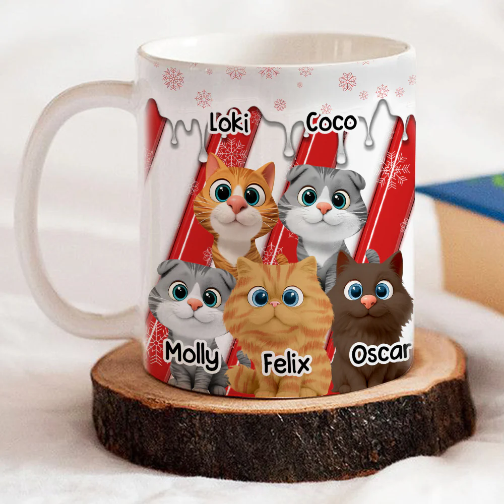 Candy Cartoon Cat - Personalized Custom 3D Inflated Effect Coffee Mug - Image 4