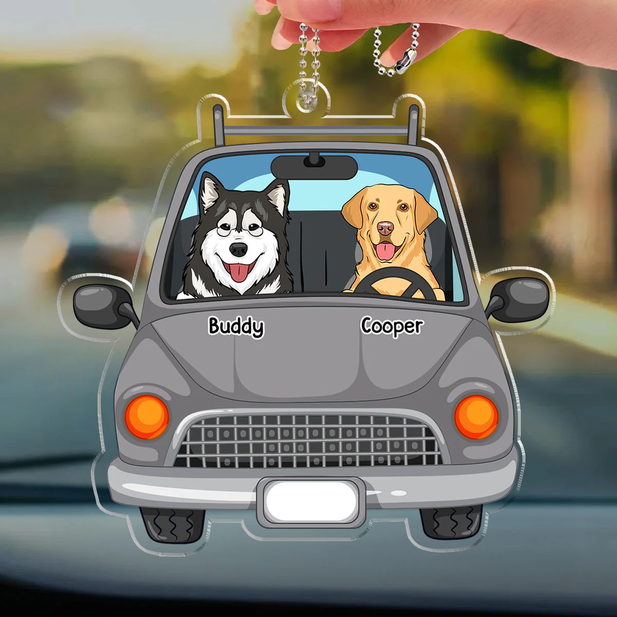 Dogs In Car - Personalized Custom Car Ornament - Image 3