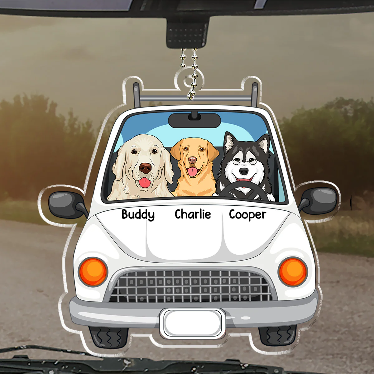 Dogs In Car - Personalized Custom Car Ornament - Image 4