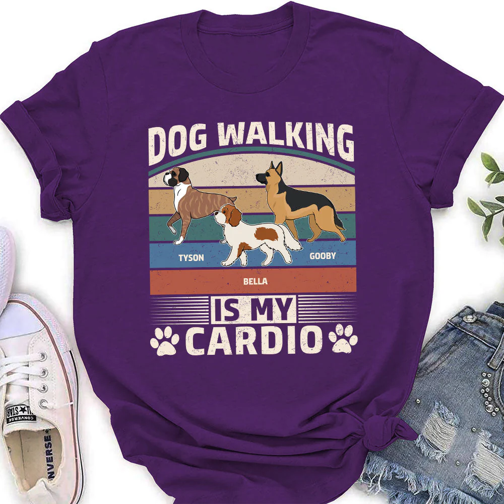 Cardio With Dog Retro - Personalized Custom Women's T-shirt - Image 3