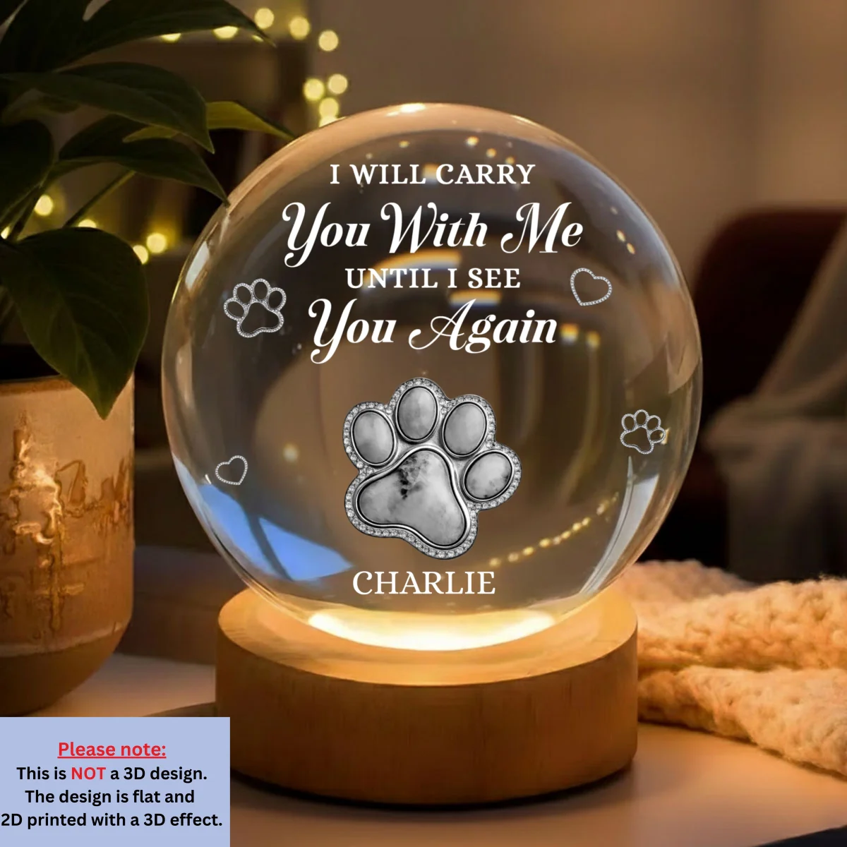 Carry You With Me - Personalized Custom Crystal Globe Lamp - Image 8