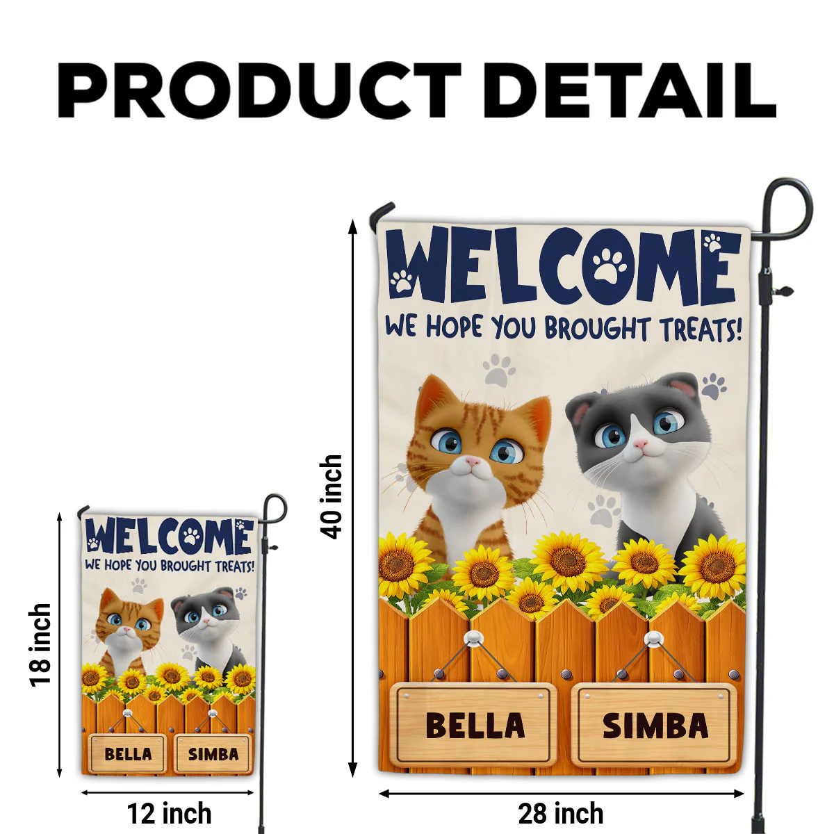 Cartoon Cat Hopes You Bring Treats - Personalized Custom Flag - Image 6
