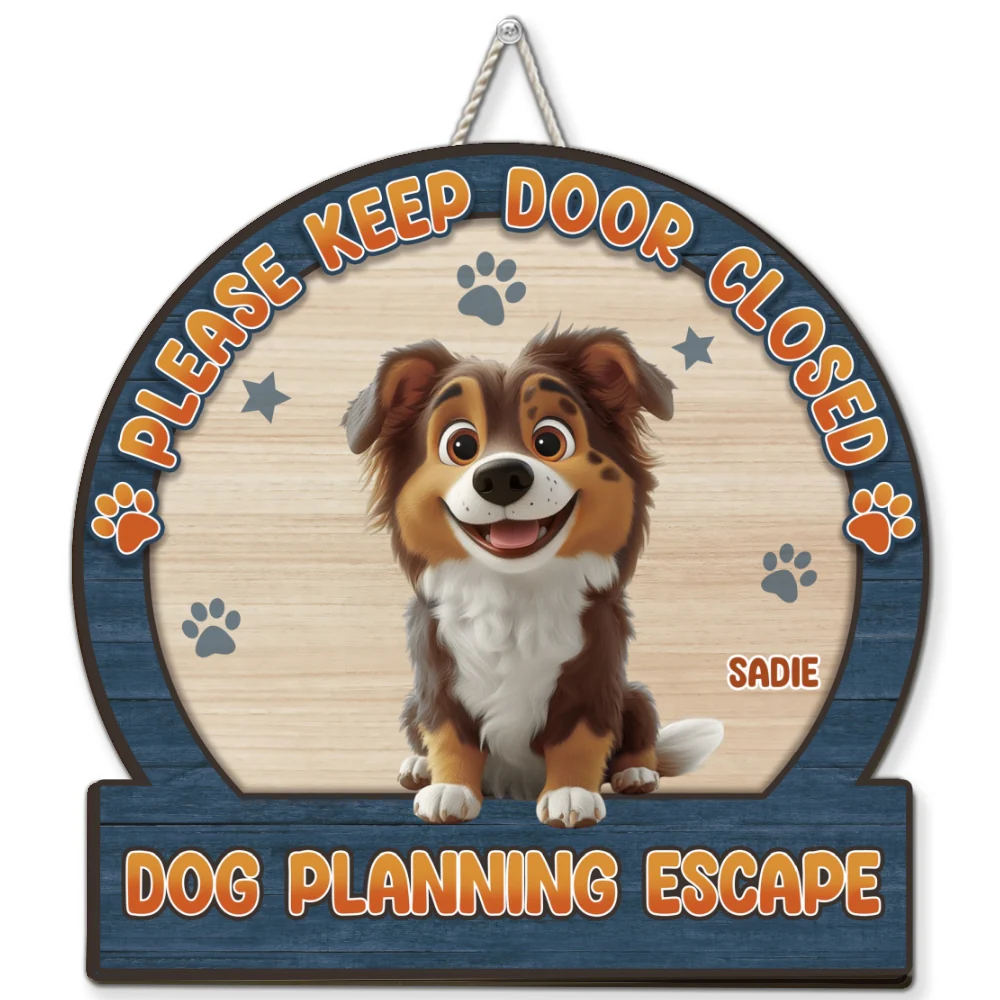 Cartoon Dog Escape - Personalized Custom Wood Sign - Image 6