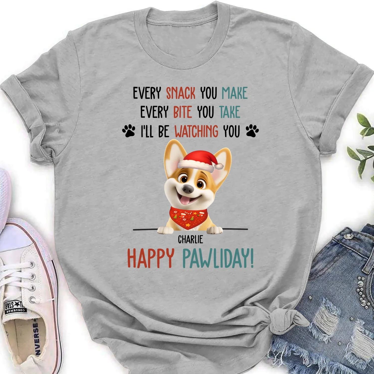 Cartoon Dog Pawliday - Personalized Custom Women's T-Shirt - Image 6