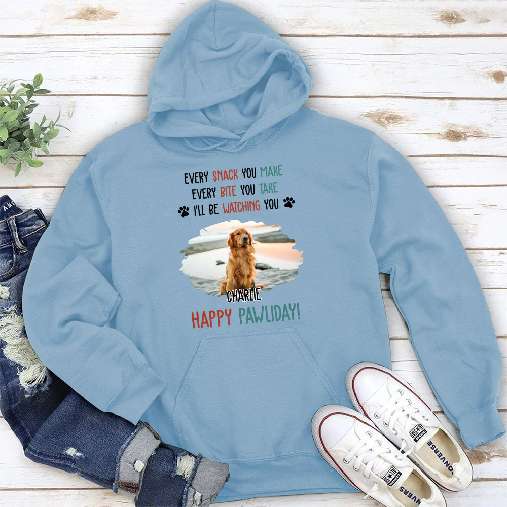 Cartoon Dog Pawliday Photo - Personalized Custom Hoodie - Image 4