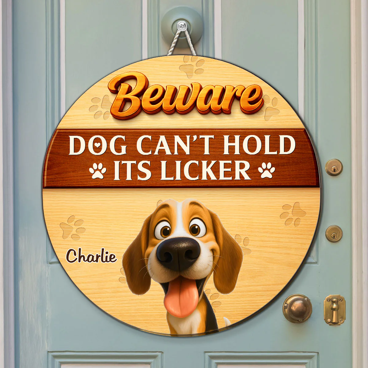 Cartoon Dogs Can't Hold Their Licker - Personalized Custom Wood Sign - Image 2