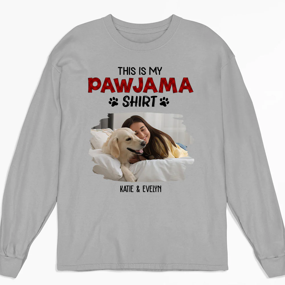 Cartoon Funny Pajama Shirt Photo - Personalized Custom Long Sleeve T-Shirt