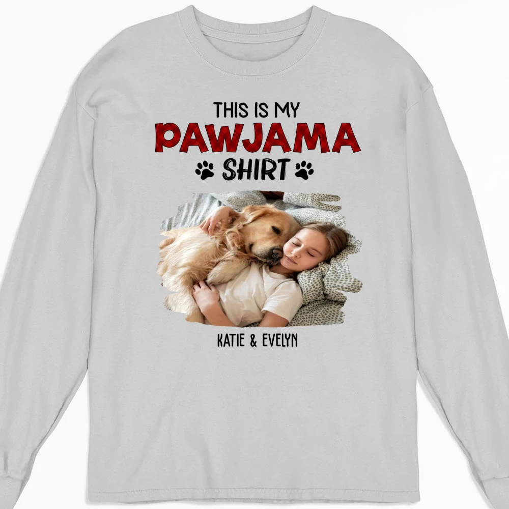 Cartoon Funny Pajama Shirt Photo - Personalized Custom Long Sleeve T-Shirt - Image 4
