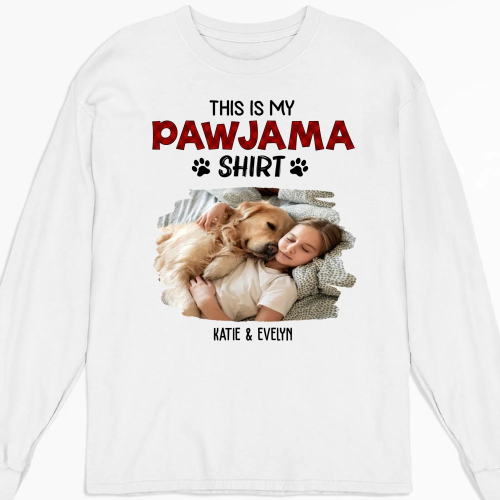Cartoon Funny Pajama Shirt Photo - Personalized Custom Long Sleeve T-Shirt - Image 5
