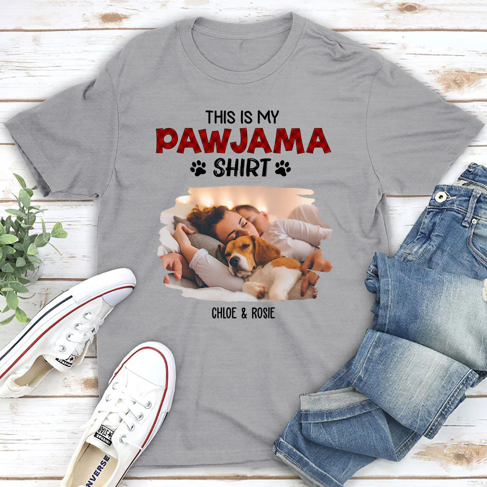 Cartoon Funny Pajama Shirt Photo - Personalized Custom Unisex T-Shirt - Image 2
