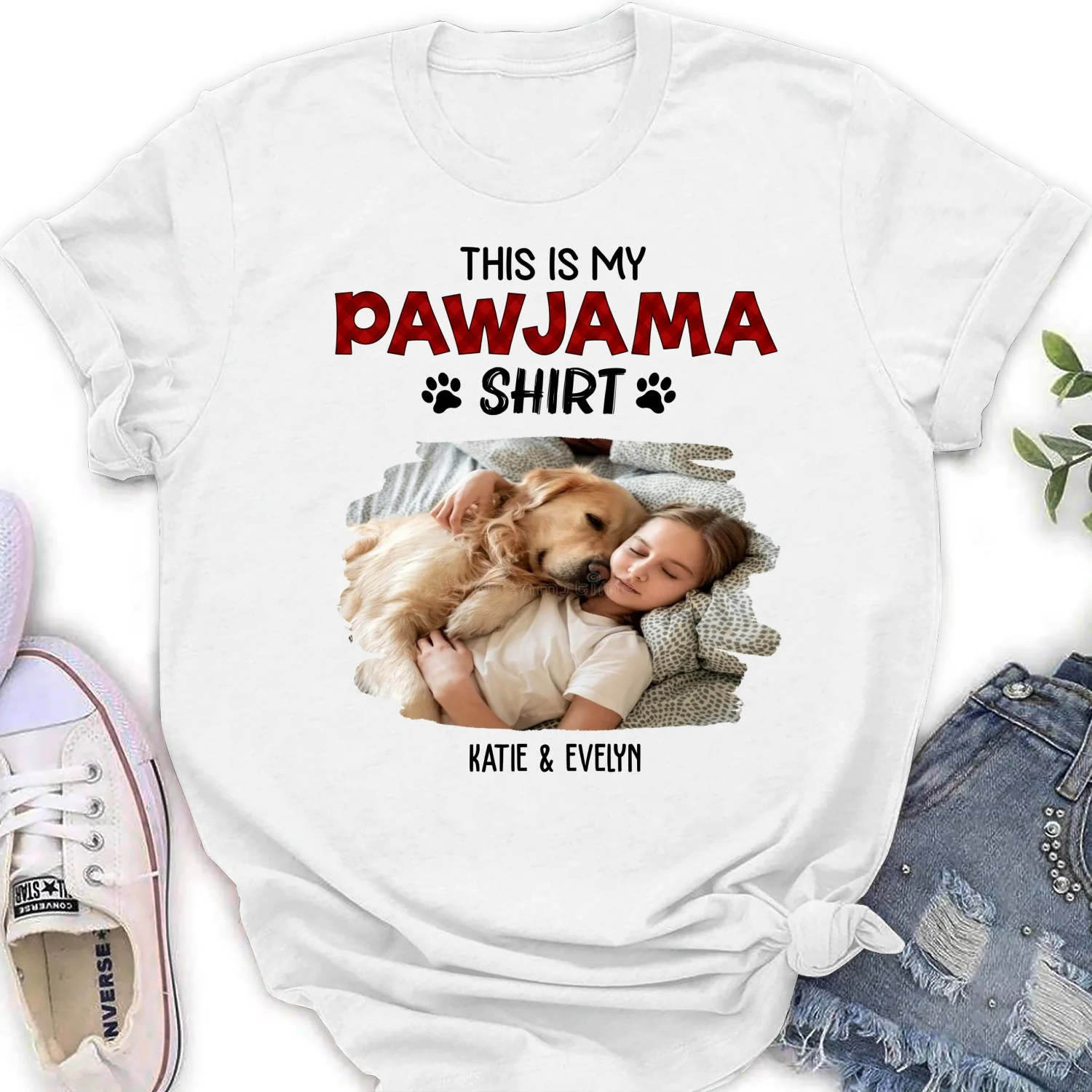 Cartoon Funny Pajama Shirt Photo - Personalized Custom Women's T-Shirt - Image 6