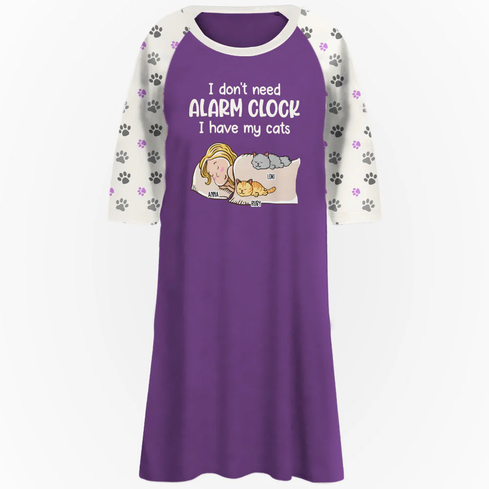 Cat Alarm Clock - Personalized Custom 3/4 Sleeve Dress - Image 4