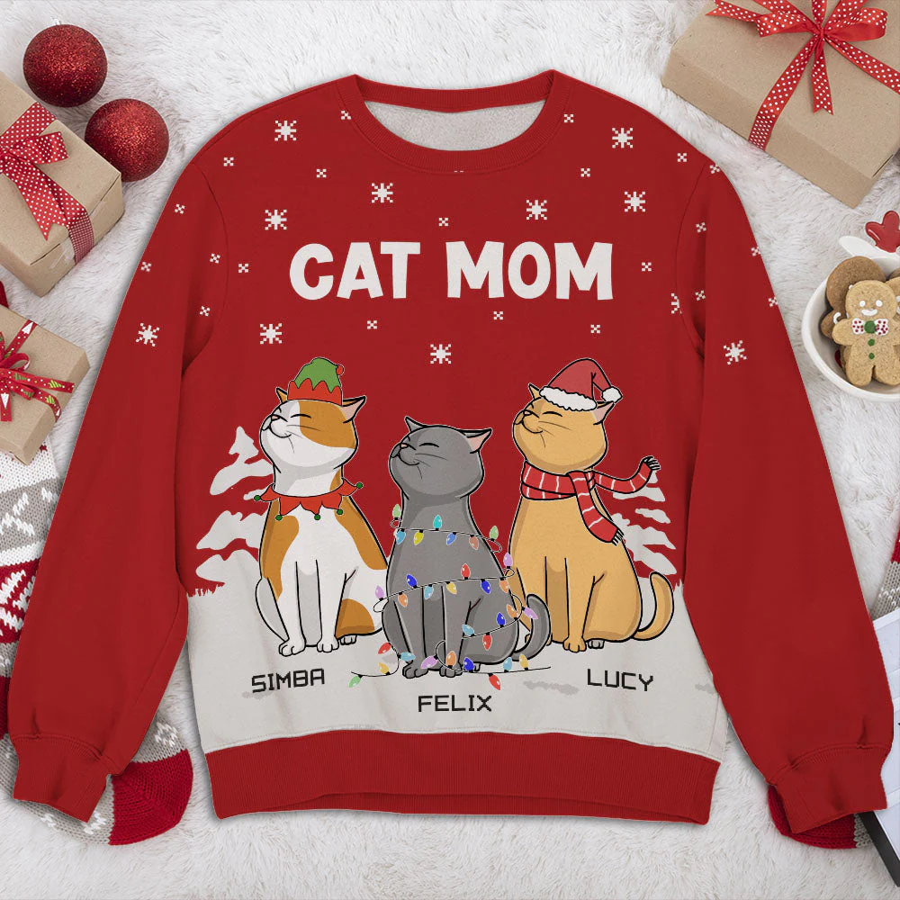 Cat And Snow - Personalized Custom All-Over-Print Sweatshirt - Image 2