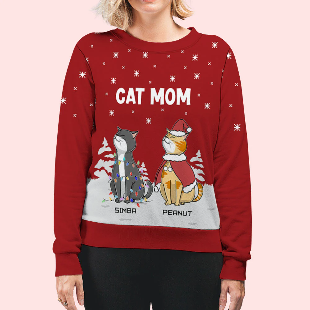 Cat And Snow - Personalized Custom All-Over-Print Sweatshirt - Image 4