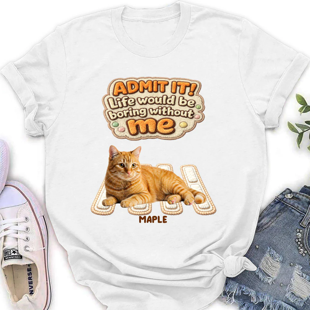 Cat Boss Energy Photo - Personalized Custom Women's T-Shirt - Image 2