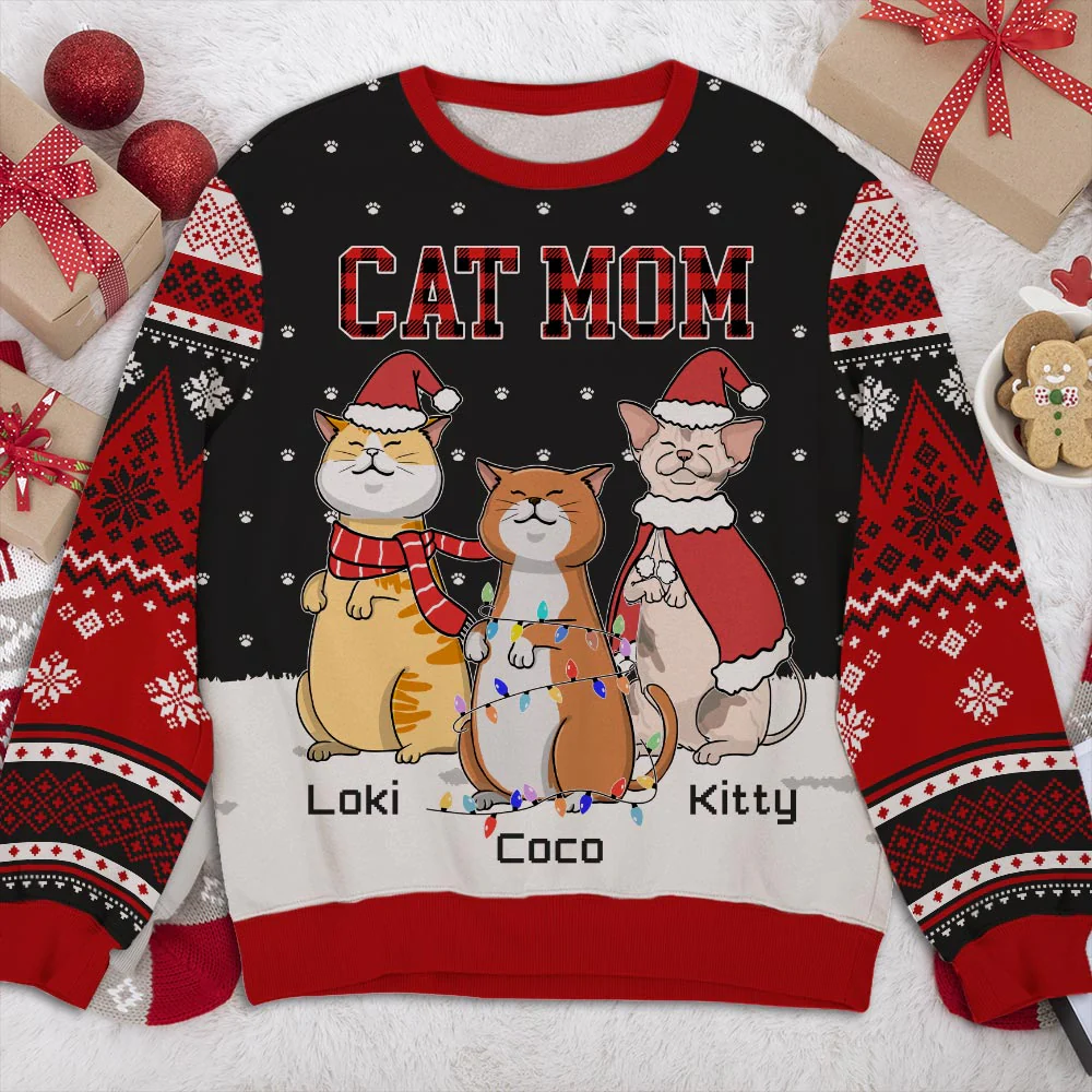 Cat Chilling Pattern - Personalized Custom All-Over-Print Sweatshirt - Image 2